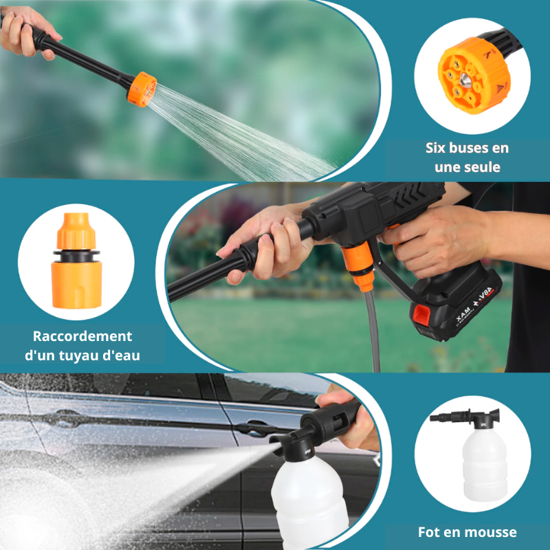 Soluket – Kit Nettoyeur Haute Pression 6 en 1 avec 2 batteries 48 V